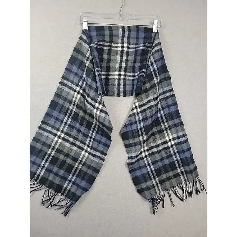 Better Than Cashmere Gray Plaid Fringed Unisex Scarf 68